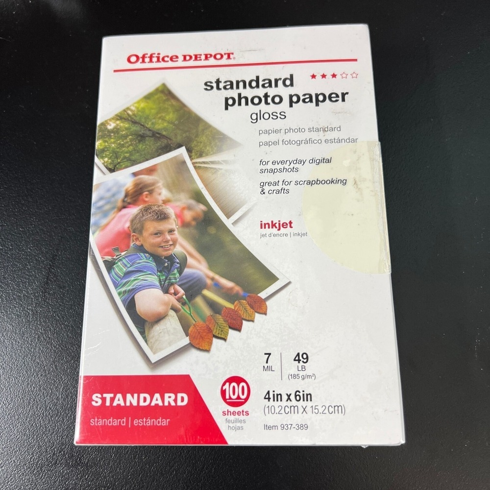 Professional Photo Paper Gloss 4x6 100 Count Office‎ Depot Inkjet NOS Sealed